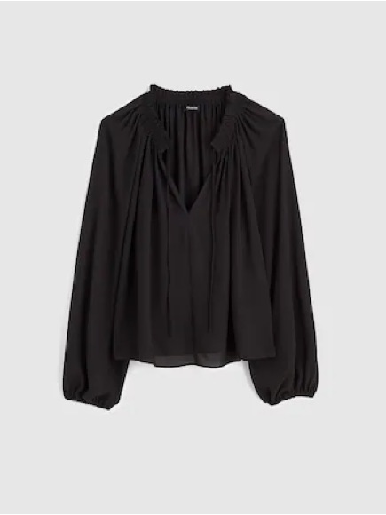 Madewell Long-Sleeve Tie-Neck Top